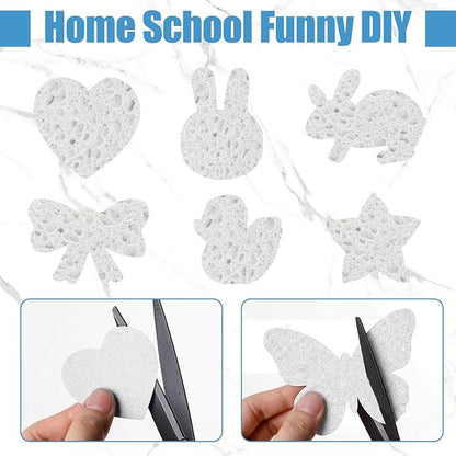 Zhengmy 48 Pieces Sponges Bulk Sponges Kitchen Compressed Sponge Natural Dish Sponge Compressed Wood Pulp Cleaning Without Scratching for Kitchen Bathroom, 3.9 x 2.4 x 0.12 Inch (White)