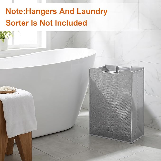 4 Pcs Laundry Sorter Replacement Bags, Removable Hamper Cart Storage Organizer, Gray Oxford Cloth, No Hooks, 22 x 15 x 9 Inches