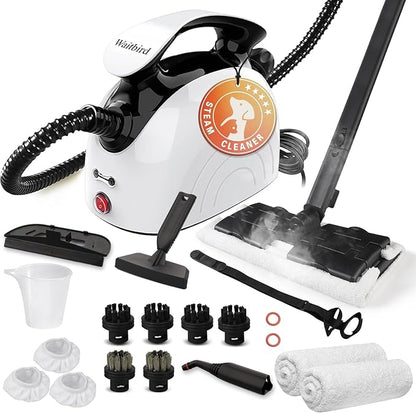 Waitbird Steam Cleaner, Steam Cleaner For Home, Handheld Steamer For Cleaning With 21 Accessories, 248 °F High Temperature, Suitable for Grout, Floor. Sofas（White）