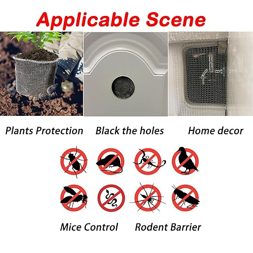 Wire Mesh for Mice Control 5 in X 53Ft,Upgraded Steel Wool Mice Control and Copper Mesh,Hole Fill Mesh Fabric,Weep Holes Covers,Stainless Steel Wire Mesh Roll Not Rusty, Rodent Tape Mesh Barrier
