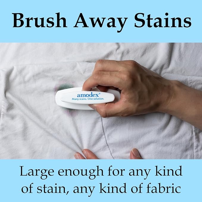Amodex Laundry Brush for Stains on Clothes, Use with Amodex Stain Remover to Remove Ink, Sharpie, Makeup, and More, Soft Bristled Brush for Stain Removal Even on Delicate Fabrics and Skin