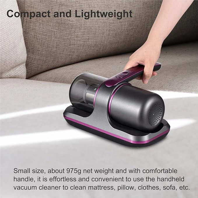 Mattress Vacuum Cleaner, Compact Mattress Vacuum Cleaner 100W Handheld Cordless Bed 8000Pa Strong Suction 2 Speeds Adjustable for Clean for Beds, Sofas, Car Seats