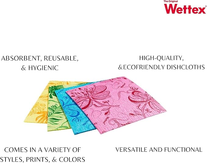 Wettex The Original 14 Pack Swedish Dishcloth for Kitchen - Eco Friendly Reusable Paper Towels - Assorted Dish Cloths for Washing Dishes