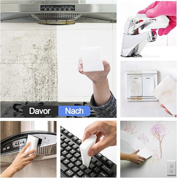 100Pack Magic Eraser Cleaning Sponge, Extra Large Melamine Sponge Foam in Bulk Boat Eraser, Multi-Functional Household Cleaning Scrubber Sponge Pads for Kitchen, Bathroom, Bathtub, Sink, Walls, Shoes