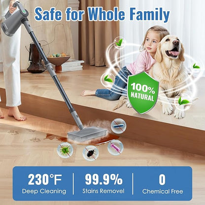 FEPPO Steam Mop & Detachable Handheld Steam Cleaner for Home and Floor Cleaning (Grey)
