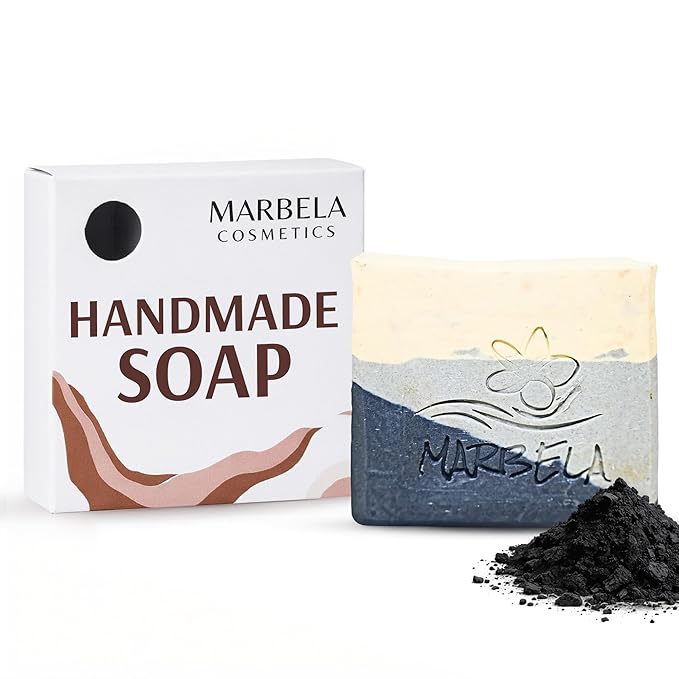 Marbela Cosmetics Handmade Soap Bar - Made in USA, Vegan Friendly, Palm Oil Free, Natural Bar Soap - Gentle Face & Body Soap for Daily Skin Care, Moisturizing & Nourishing - 3.5 oz (Stone & Feather)