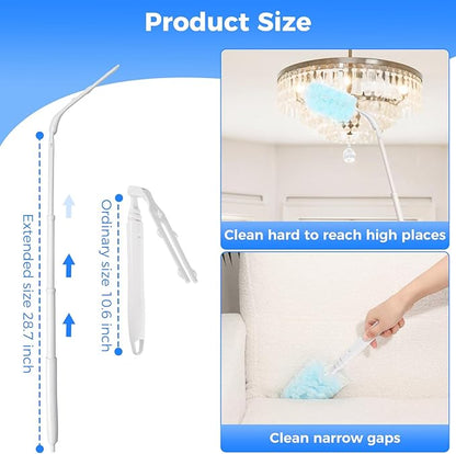 2 Replacement Handles Compatible with Swiffer Duster Refill, Long Extended Handle with Multi Surface 270 Degree Rotation, Removal Duty Duster Handles with Telescopic Extended Pole for Home Cleaning