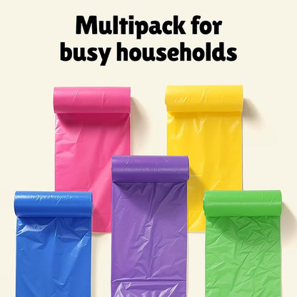 FORID Small Trash Bags 4 Gallon for Bathroom - Extra Thick Colored Garbage Bags Unscented,Strong Plastic Wastebasket Can Liners for Home Bedroom Office and Car,150 Bags Multi Colored (Pack of 2)