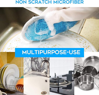 Dual Sided All-Purpose Sponges Kitchen,Dish Sponge for Washing Dishes Cleaning Kitchen,Non Scratch,Rough Scrubbers for Non-Stick Cookware, Soft Microfiber Scrub for Dishes(Bule,6Pack)