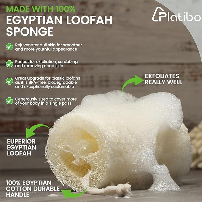 Natural Loofah Exfoliating Body Scrubber,5 Inches Organic Luffa,Real Green Glow Egyptian Shower Loofah Sponge Body Scrubber for Women and Men,Scratch-Free (5 Pack)