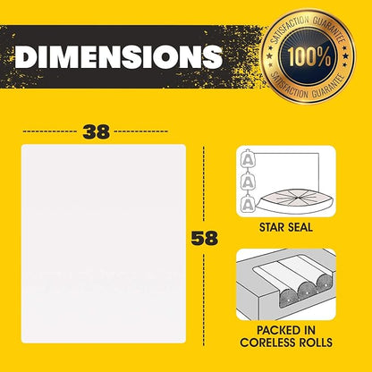 Aluf Plastics 55-60 Gallon 2 MIL (eq) Clear Heavy Duty Garbage Bags - 38" x 58" - Pack of 100 - For Industrial, Recycling, Storage, & Outdoor