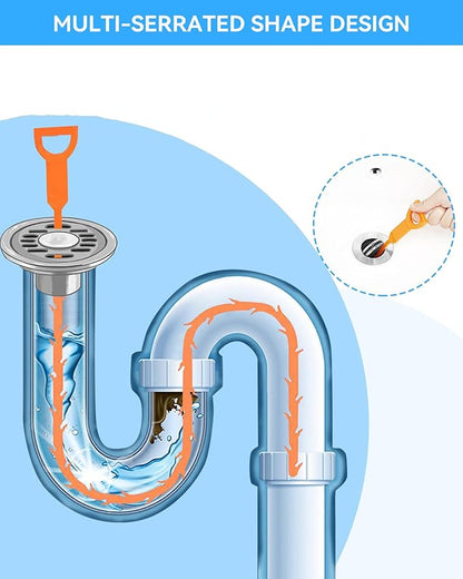 12 Pack Drain Clog Remover - Flexible Drain Snake for Effective Cleaning Hair and Debris in Sink or Bathtub, 19.6-Inch