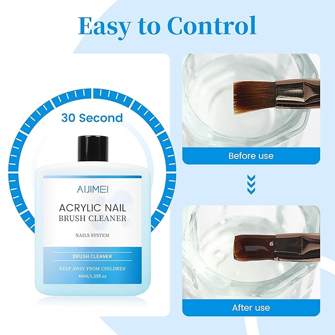40ml Nail Brushs Cleaner Easy to Clean Brushes Professional Nail Brush Cleaner for Gel and Acrylic Nail Brush Cleaning or Home Nail Salons (1pcs)