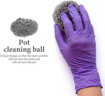 HANABASS 6pcs Stainless Steel Pot and Pan Scrubbers Set, Heavy-Duty Metal Wire Cleaning Balls for Kitchen Dish and Cookware Degreasing, Sturdy Scouring Pads for Household Use