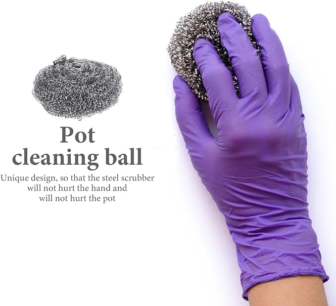 CALLARON 6pcs Stainless Steel Scrubber Wire Balls Set for Pot and Pan Cleaning, Heavy-Duty Metal Scouring Pads for Kitchen Grill and Dish Scrubbing, Reusable Kitchen Cleaning Tools