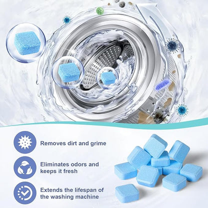 Navona Washing Machine Cleaner Tablets, 50 Pack Deep Cleaning Descaler, Washer Cleaner Tablets for Front & Top Load HE Washer, Residue, Grime, and Odors Remover, Pet Owner Friendly