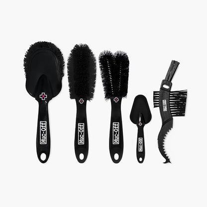 Muc-Off 206 5 Piece Premium Brush Kit - Includes 5 Bike Cleaning Brushes With Durable Nylon Bristles And Ergonomic Rubberised Handles To Minimise Impact