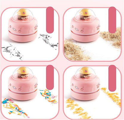 Desktop Mini Cute Vacuum Cleaner, Portable Cartoon Cleaner and Dust Sweep, Table Dust Sweeper Energy Saving, Design for Keyboard, Home, School, Office (Green)