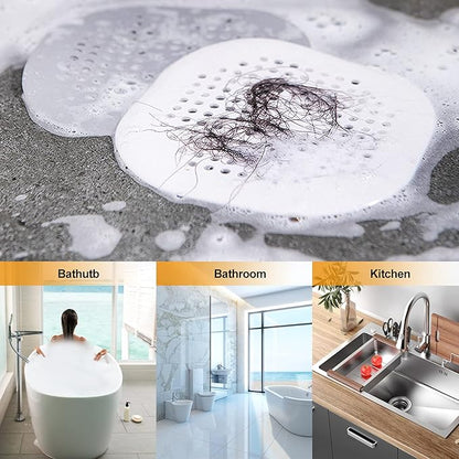 Hair Drain Catcher,Square Drain Cover for Shower Silicone Hair Stopper with Suction Cup,Easy to Install Suit for Bathroom,Bathtub,Kitchen 4 Pack (Pure White)