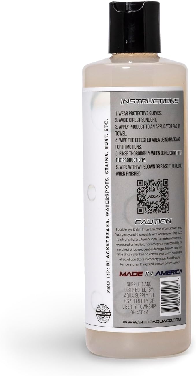 AquaClean ERASER: Professional-Grade Hard Water Spot Remover - Stubborn Stains, Mineral Deposits, and Calcium Buildup - Restore Shine and Clarity - 16oz Bottle