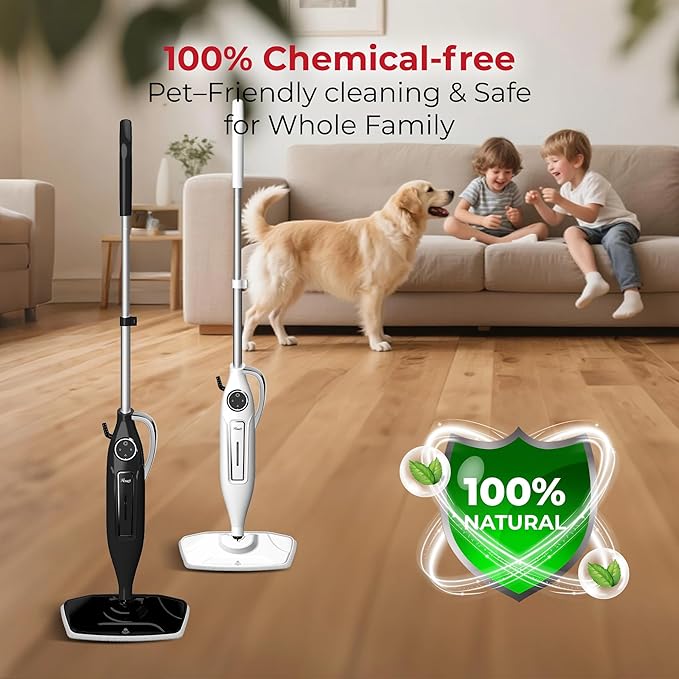 Rosewill 11-in-1 Steam Mop, 260°F Handheld Steam Cleaner, 1200W Detachable Steam Mops for Floor Cleaning, Removable Tank, Multi-Purpose Steamer for Hardwood, Tile, Grout, Furniture - White