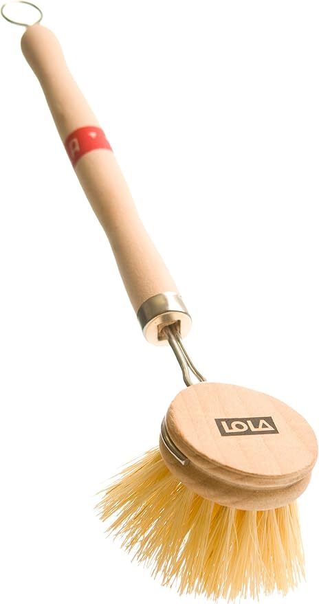 LOLA -The Original - Tampico Vegetable & Dish Brush, 6 Pack, Sustainable Wood Ergonomic Handle w/Tampico Fiber Bristles