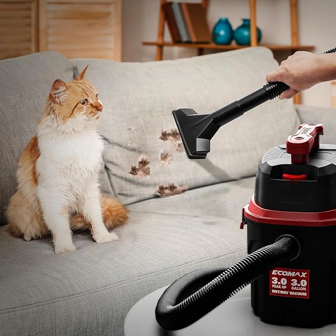 ECOMAX Small Shop Vacuum Wet/Dry 3 Gallon, 3 Peak HP, Small Shop Wet Dry Vac with Accessories, 3-in-1 Mini Shop Vacuum with Blower Function for Home, Car Detailing, Workshop, EM18910P-3