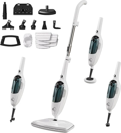 JOYMOOP Steam Mop & Handheld Steam Cleaner, 1100W Electric Steam Cleaner for Home, Fast Heat 20s, Adjustable Steam, Detachable Water Tank, 11 Accessories for Floors, Windows, Clothes