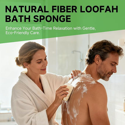 Natural Loofah Sponges – 3 Pack for Shower & Bath – Eco-Friendly Exfoliation, Body Scrubber,wash The Dishes, & Pet Grooming – Biodegradable, Chemical-Free