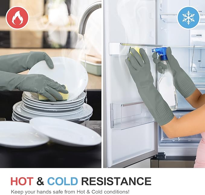DABOGOSA MAMISON Reusable Household Dishwashing Cleaning Rubber Gloves, Non-Slip Kitchen Glove (1 Pair)