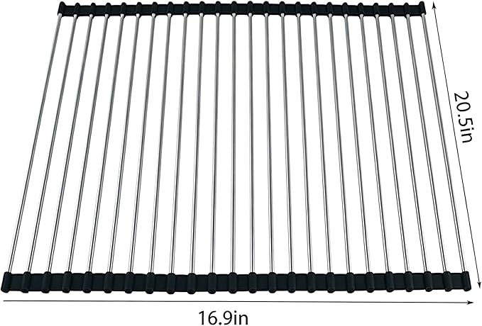 Ahyuan Roll up Dish Drying Rack Over The Sink Kitchen Roll up Sink Drying Rack Portable Dish Drainer Foldable Dish Drying Rack (Black, 20.5''X16.9'')