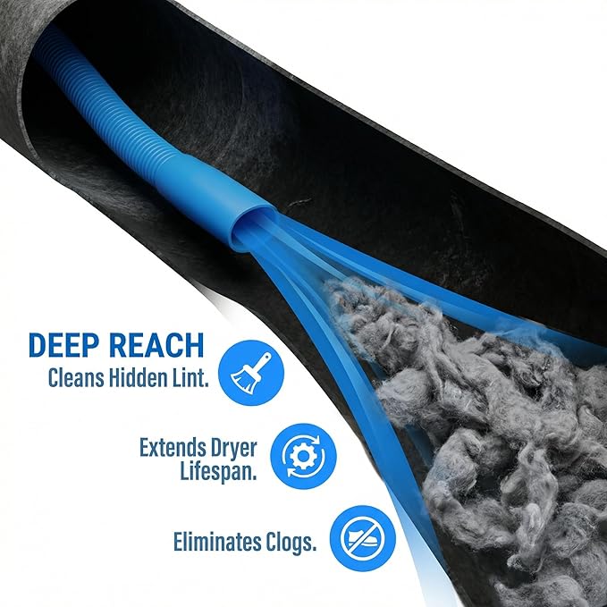 Upgraded Dryer Vent Cleaner Kit, Universal Dryer Vacuum Hose Attachment for All Vacuums, 31.5 Inch Flexible Hose for Deep Cleaning, Removes Lint & Clogs(Vacuum hose and brush)