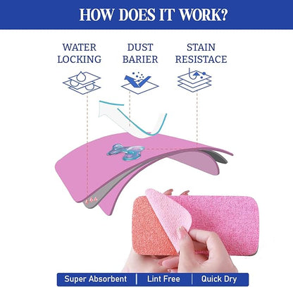 LEAVAQ Peelable Microfiber Sponges 4 Pack – 12-Layer Tear Away PVA Cleaning Pads, Ultra Absorbent Non-Scratch Rainbow Sponge for Kitchen Dish, Countertop, Bathroom, Glass & Car Cleaning