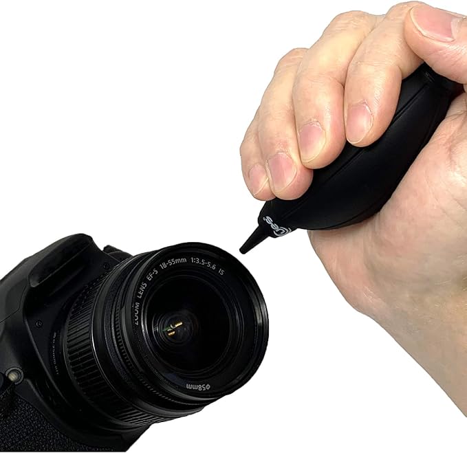 UES Camera Air Blower Dust Blaster for DSLR, SLR, Mirrorless Camera Lens & Sensor Cleaning | Premium Rubber Squeeze Bulb Dust Pump for Keyboards, Watches, Coffee Grinders & Electronics - Black