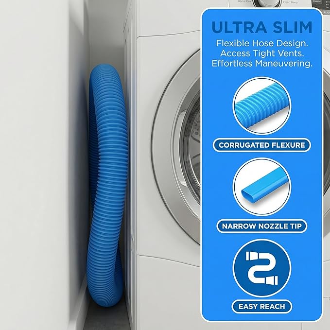 Upgraded Dryer Vent Cleaner Kit, Universal Dryer Vacuum Hose Attachment for All Vacuums, 31.5 Inch Flexible Hose for Deep Cleaning, Removes Lint & Clogs(Vacuum hose and brush)