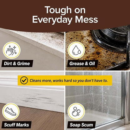 Bull Shot All-Purpose, Multi-Surface Grime Emulsifier, AS SEEN ON TV, Professional Strength Clinging Foam Cleaner; Grease, Oil, Scuff Marks, Dirt, Non-Abrasive, Kitchen, Bath, Living Areas & Outdoors