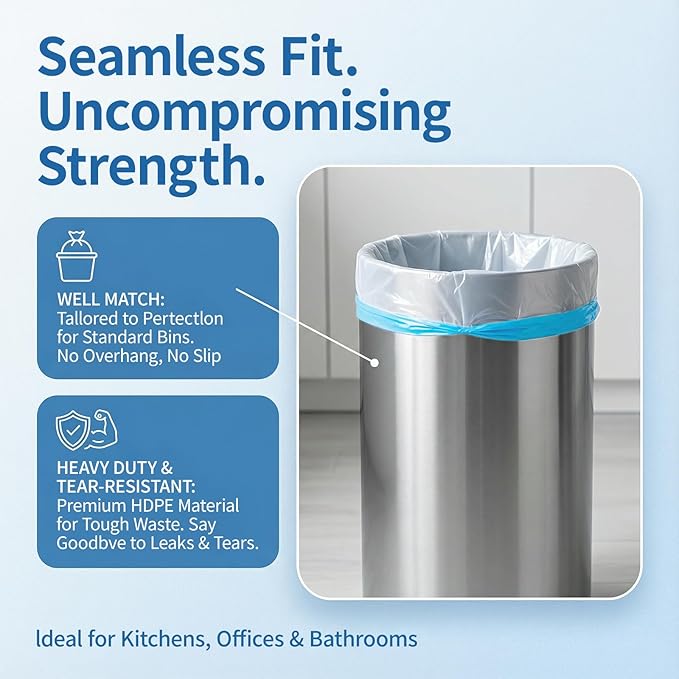 Small Trash Bags 2 Gallon with Drawstring,150 Count White Garbage Bags Unscented,Strong Plastic Wastebasket Can Liners for Home Bathroom Car