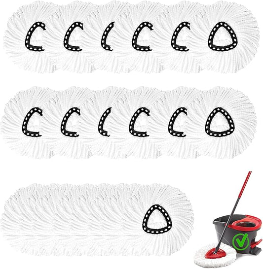 20PCS Spin Mop Replacement Head,100% Microfiber Mop Heads Replacements Compatible with Triangle Spin Mop,360 Degree Round Spin Mop Replacement Head for Easy House Cleaning Floor Mopping