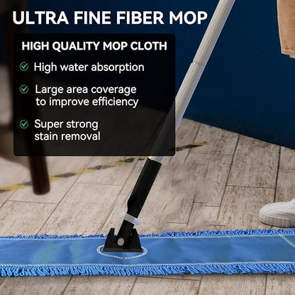 Commercial 48 Inch Dust Mop Head: Replacement Heavy-Duty Sweeper and Janitorial Industrial Dust Mop Head for Floor Cleaning, Office, School, Restaurant, Hospital (3 Pack - Blue)
