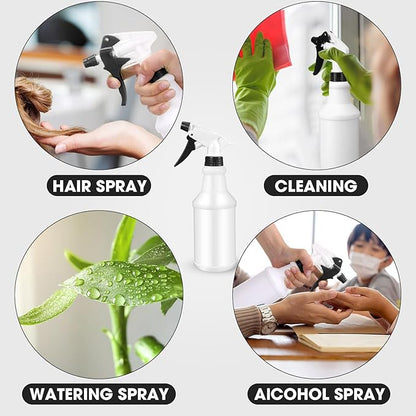 Eccliy 12 Pcs 16 Oz Plastic Spray Bottle, Adjustable Empty Reusable Sprayer for Cleaning, Planting, Water, Bathroom and Kitchen, BBQ, Commercial and Residential (Original,Black&white)