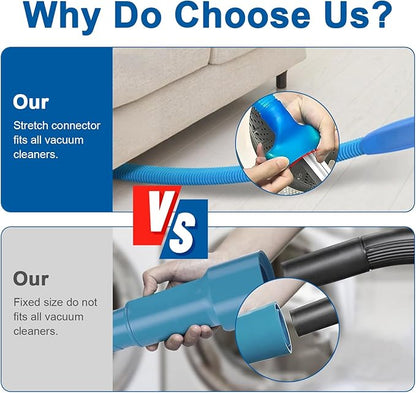 Upgraded Dryer Vent Cleaner Kit: Dryer Lint Vac Attachment, Universal Vacuum Hose Attachment Tool for Lint Removal (Blue Black)