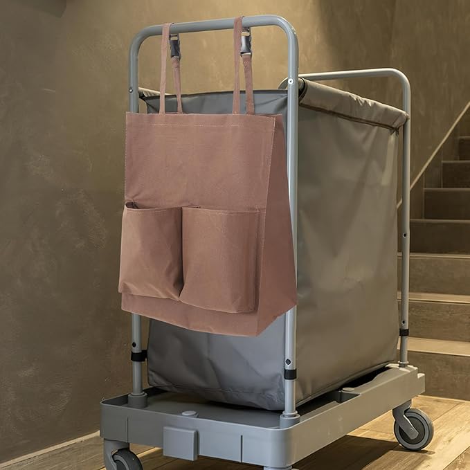Janitorial Cart Bag Replacement with Straps 17.71X15.74X7.87In Durable Cloth Cleaning Tote for Janitorial Cart Utility Trash Collection and Housekeeping Supplies