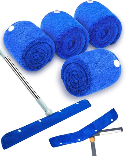 Floor Squeegee Pads, Microfiber Pads for Squeegee for Floor, Reusable Mop Pad for 23-24" Heavy Duty Rubber Squeegees Mop Rubber Broom for Floor, Tile, Glass, Wall Cleaning -4 Pack 60cm