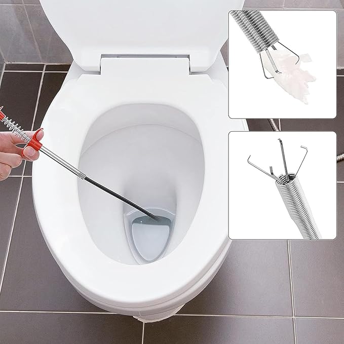 33 Inch Drain Snake Hair Drain Clog Remover, Flexible Grabber Claw Pick Up Reacher Tool - Gutter Cleaning Tools for Home Sink, Bathroom Tub,Drain, Toilet, Tight Spaces