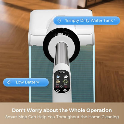 Wet Dry Vacuum Cleaner, 23KPa Vacuum and Mop Combo, 180° Lay-Flat Design with Edge Cleaning, Self-Cleaning Vacuum Mop for Hard Floors, Up to 35 Min Runtime, LED Display & Voice Prompts