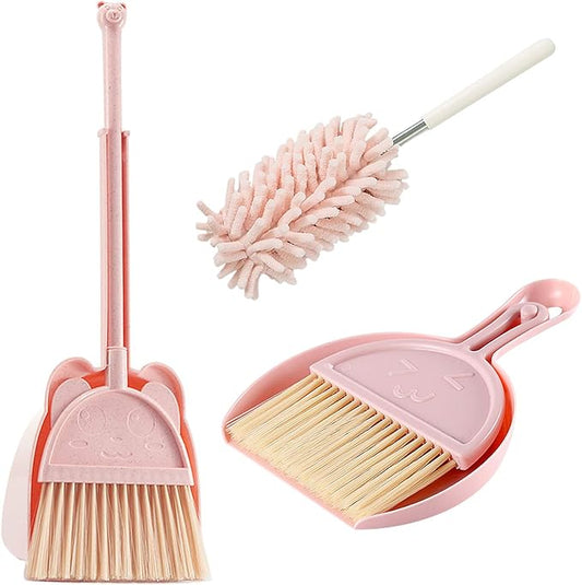 Kalolary 5 Pcs Mini Broom and Dustpan Set, Mini Broom with Dustpan for Home, Little Broom Dustpan Set with Extendable Duster for Cleaning for Office Home Table Desk Key Board