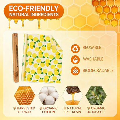 Soboto Beeswax Wraps for Food, Reusable Food Wraps, Sustainable Beeswax Paper Beeswax Sandwich Wrap Beeswax Storage(13x39inch)