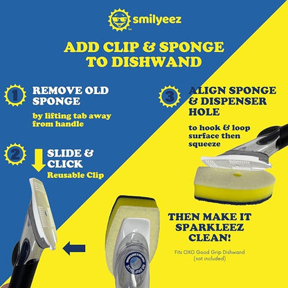 Smilyeez No-Plastic Non-Scratch Sponge Refill for OXO Good Grip Dishwand (Packs of 6) Throw Away The Sponge, NOT The Plastic