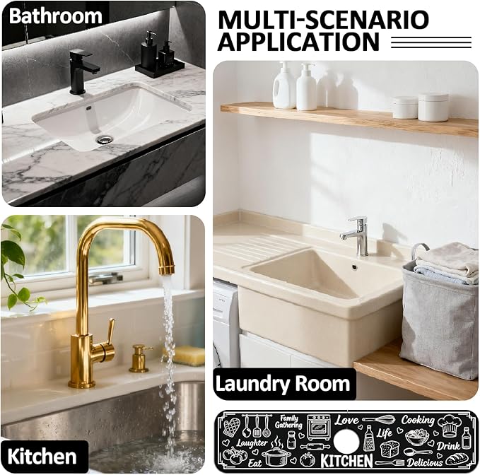 2 Pcs Kitchen Sink Splash Guard Faucet Mat Graffiti Pattern Faucet Mat for Sinks Digital Painting Absorbing Drying Mats for Kitchen Bathroom, 23.6x5.5inch