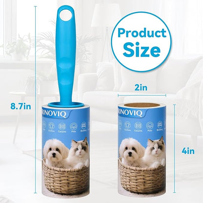 Lint Roller Refills - 1080 Sheets Total, Extra Sticky Adhesive Replacement Rolls for Pet Hair Removal on Clothes, Couch, Furniture & Carpet, 3.9-inch Rolls with 120 Sheets Each, (No Handle Included)